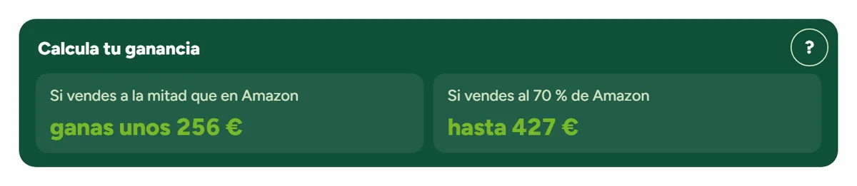 Calculadora de ganancia de un lote de devoluciones de Amazon en reusalia.es: lo que ganarías revendiendo a la mitad o al 70 % de Amazon